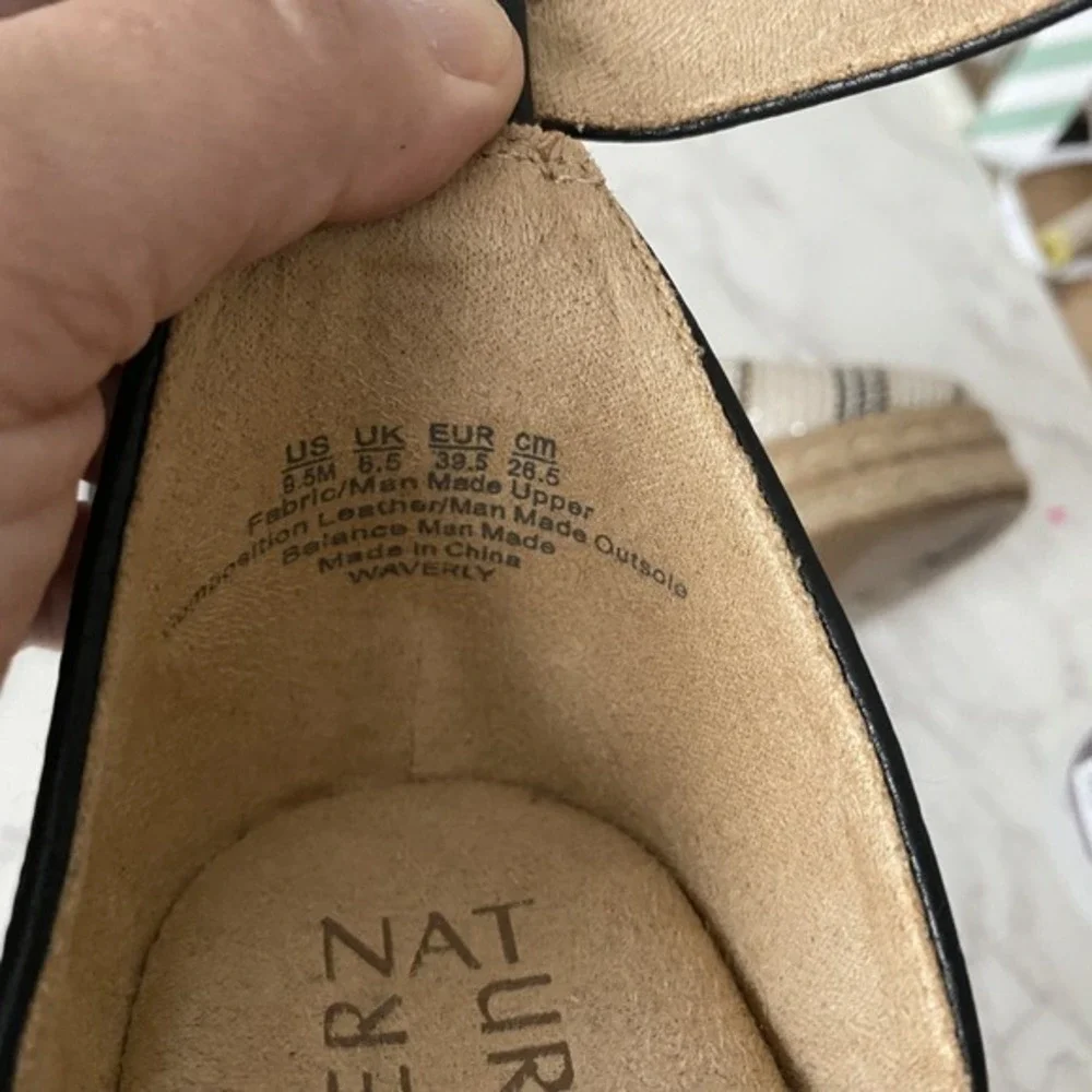 Naturalizer‎ Espradrilles Sandals Sz 8.5M Leather Fabric Flat Summer Coastal